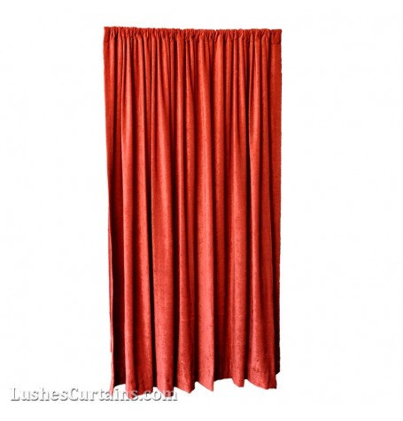 Red Poly Velvet Curtain 84 Inch H Long Panel Flame Retardant Etsy