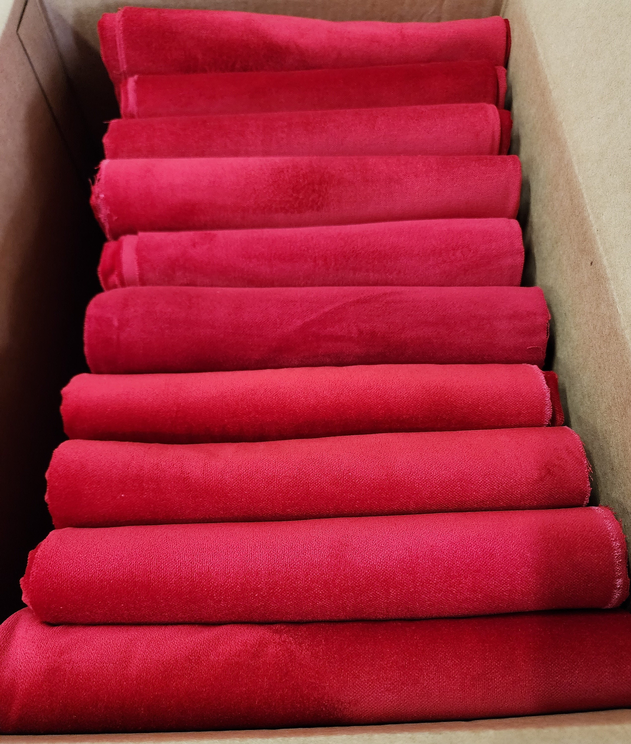 Solid Color Cherry Red Flocking Velvet Fabric Sold by the Yard for