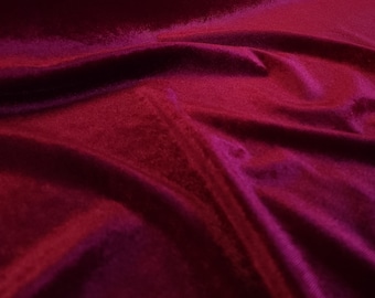 Burgundy Stretch Velvet Fabric Sold By the Yard Polyester/Spandex 60 inch Wide Tops, Dresses, Crafts, Costumes, Drapery, Curtains Upholstery