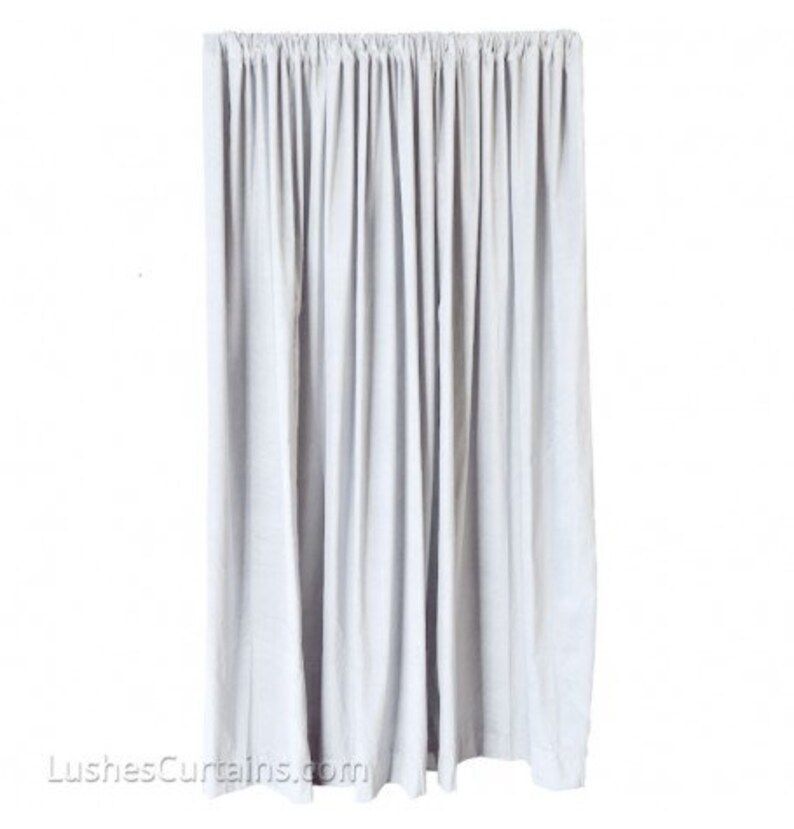 White Cotton Velvet Curtain Panel 96 In H Long Custom Made Etsy