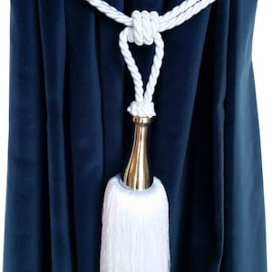 1 Modern Luxury Handmade White Color Window Treatment Hardware Curtain/Drapery/Drape Tassel Double Rope Tieback/HoldBack w/Chrome Steel
