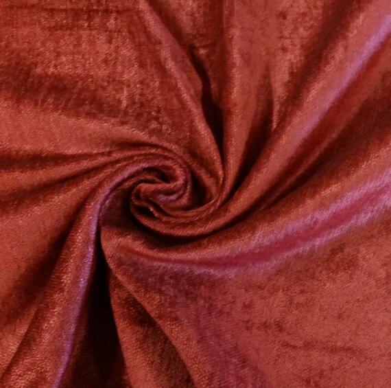 Dark Red Flocking Crushed Velvet Upholstery Fabric / 50 Yards Roll