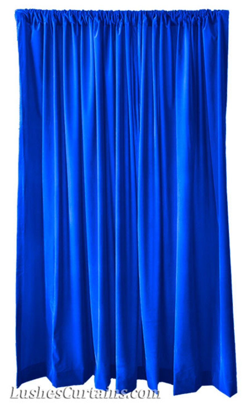 Royal Blue Flock Velvet 96 Inch Curtain Long Panels Custom Etsy