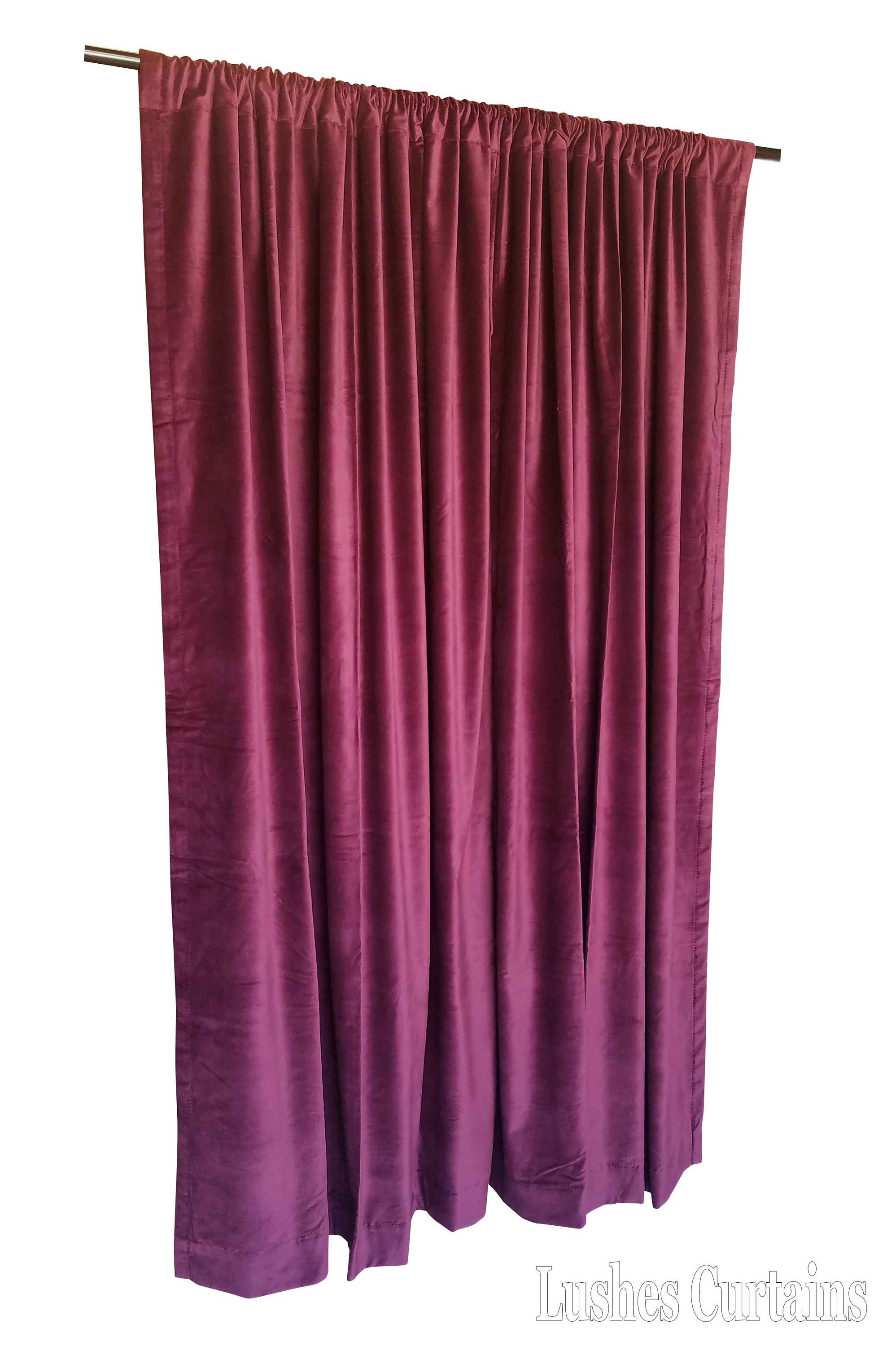 Maroon Cotton Velvet Curtain Panel 108 H Long Heavy 50