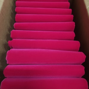 Lot of 10 Solid Fuchsia Flock Velvet Fabric Yards Off Cuts-Roll End Scraps Poly/Nylon Curtain/Drapery/Crafts/Upholstery Material Remnants