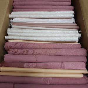 Lot of 20 Mixed Ivory/Pink Colors Vintage 80s 90s Fabric Yards Off Cuts-Roll End Scraps Sewing/Curtain/Drapery/Crafts/Upholstery Remnants