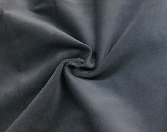 Luxurious Solid Gray 100% Cotton Velvet Velour Fabric for Upholstery Heavy Weight Curtain Drapery Material Sold by the Yard 54 inch Wide