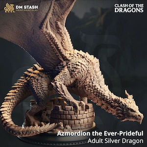 Large Adult Silver Dragon Figure Miniature