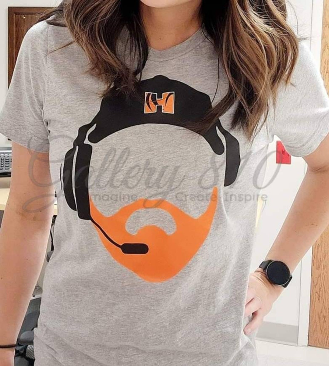 Beard Hat & Football Coach Headset Gray Shirt With School Etsy