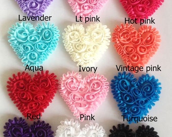 Set of 2 Shabby Chiffon hearts - Valentines hearts - 12 colors   headband baby, sewing, decoration hair-clips ,