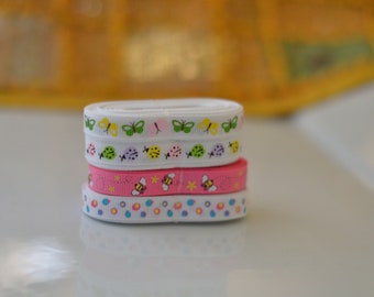 ladybug- Butterfly- Bee grosgrain ribbon size 3/8" 1 OR 5 yards  hair clips GR9mm-001 , accessories , decoration