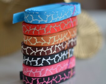 3/8" Giraffe Print grosgrain ribbon 1-5, 10 OR 30 yards  hair clips , accessories , decoration