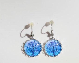 Boucles d'oreilles cabochons arbres de vie