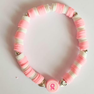 Elastic fancy bracelet, pink ribbon, pink October, breast cancer.