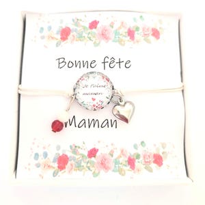 Coffret cadeau fête des mères.Bracelet  fantaisie cabochon je t aime maman et carte  bonne fête maman acier inoxydable idée cadeau fête mere