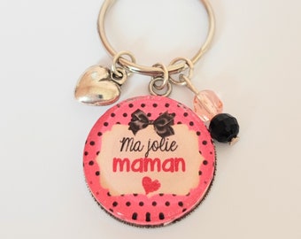 Cabochon key ring my pretty mom