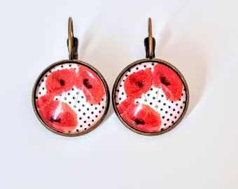 Earrings cabochons poppies