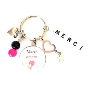 Fancy cabochon keychain, thank you to the ATSEM, stainless steel. End-of-year gift idea.