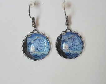 Boucles d'oreilles cabochons la nuit étoilée de van Gogh