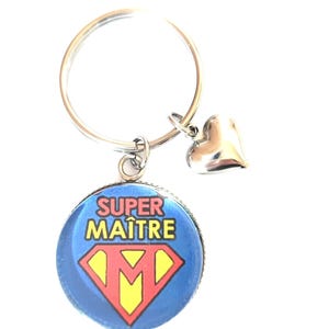 Supermooie cabochon sleutelhanger in roestvrij staal.