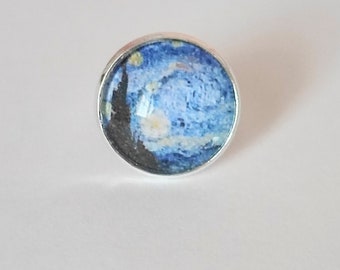 Bague cabochon la nuit étoilée de van Gogh