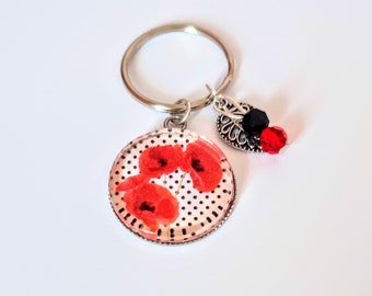 Poppy cabochon key ring