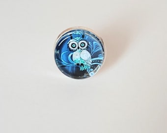 Bague cabochon fantaisie hibou