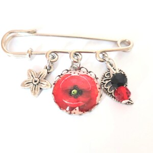 Broche Cabochon Coquelicot - Neuf Sans Emballage - Bijou Fleuri
