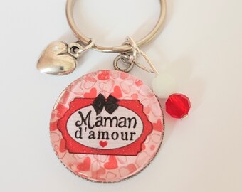 Love mom cabochon key ring