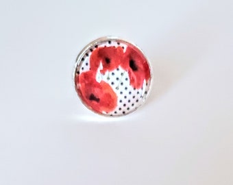 Poppies cabochon ring