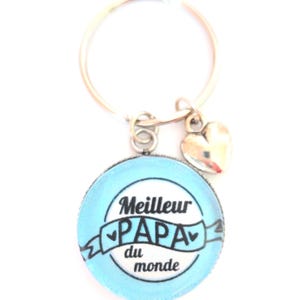 World&#39;s Best Dad Cabochon Keychain. Stainless steel. Father&#39;s Day gift idea.