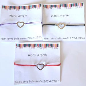 Schickes Armband mit Herzanhänger oder Schmetterling und ATSEM-Dankeskarte. Geschenkidee zum Schuljahresende. Edelstahl.