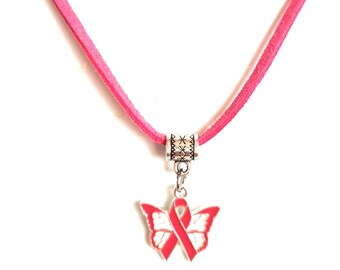 Collier "Octobre Rose" - Pendentif Ruban Cancer Du Sein - Accessoire élégant Et Symbolique - Cadeau De Soutien Et De Sensibilisation