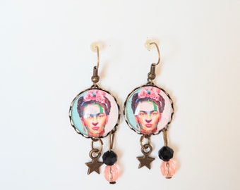 Earrings cabochons Frida khalo