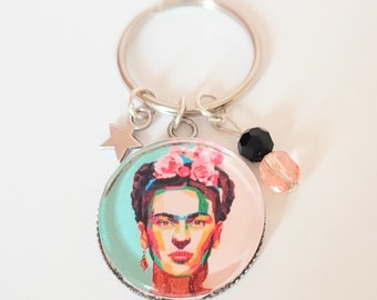 Frida khalo cabochon key ring