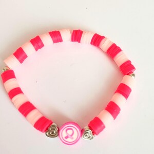 Elastic fancy bracelet, pink ribbon, pink October, breast cancer.