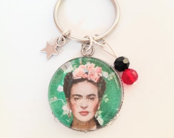 Frida khalo cabochon key ring