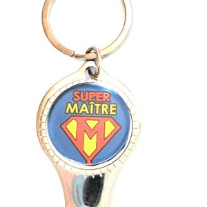 Sleutelhanger, flesopener, mooie cabochon nagelknipper, supermeester, cadeau-idee voor het einde van het schooljaar. Roestvrij staal.