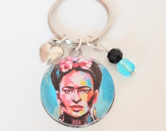 Frida khalo cabochon key ring