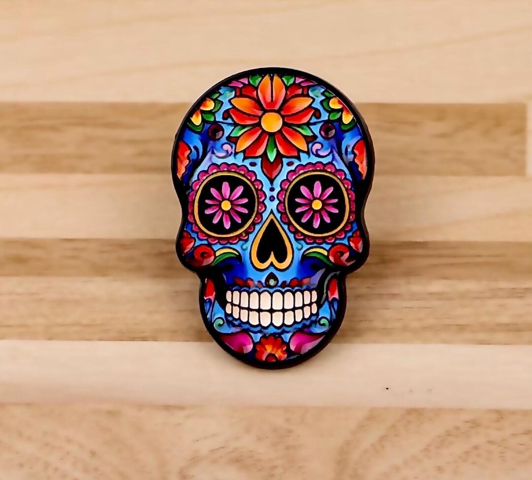 Day of the Dead Sugar Skull Enamel Pin - Etsy