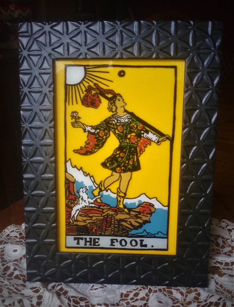 Reverse Glass Surprise price Painting lowest price - The Rider Fool Waite Tarot