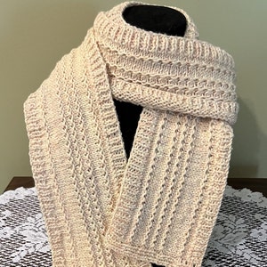 Hand Knit Merino Wool Cashmere Scarf in Pale Yellow with Hints of  Pink (Item #241)