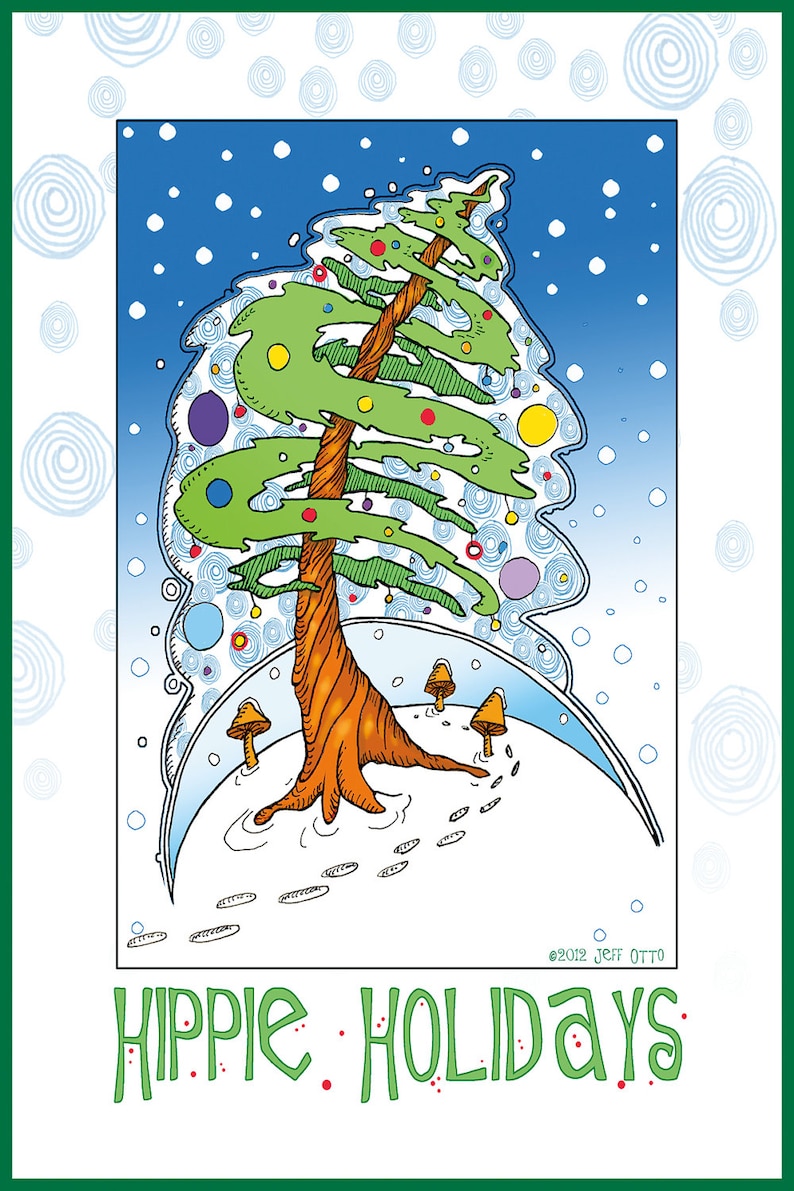 Hippie Holidays Christmas / Yule time Post Card Etsy