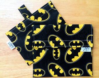 Reusable Sandwich Bag & Reusable Snack Bag in "Batman" cotton print - Back to School