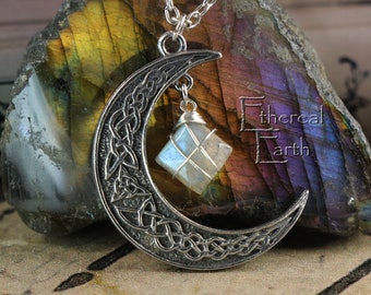 Labradorite Crescent Moon Necklace to Assist Through Life Changes