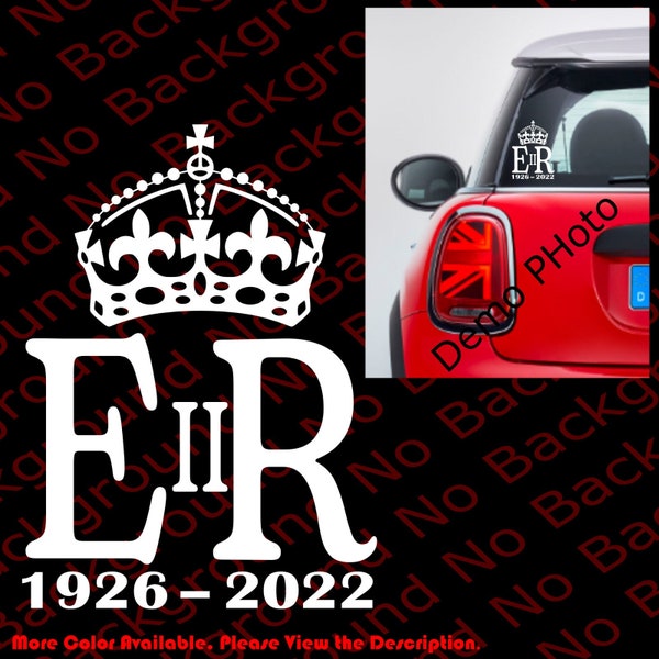 Many Colors & Sizes - ER II Crown Her Majesty Queen 1926 - 2022 UK Royal Monogram Vinyl Decal for Mini Car Back Window British FY077