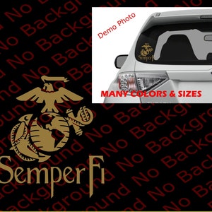 USMC Hobbyist License #22138: Gold United States Marine Corps Die Cut Vinyl Decal Semper Fi Eagle, Globe, and Anchor Marines Veteran AY050