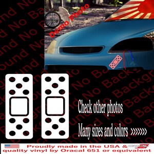 May include: Two white vinyl decals shaped like bandages with black outlines and small white dots. The decals are on a black background with the text "Check other photos" and "Many sizes and colors >>>>>>" in white.