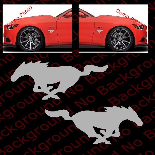 Many Colors/Sizes- One Pair x Silver Running Horse Vinyl Die Cut Decals Stickers for Pony Mustang Car Truck Window/Fender/Bumper FD0012