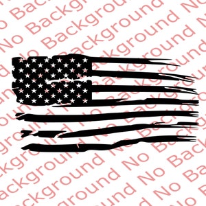 May include: A distressed, black and white American flag with a faded, worn look. The flag is tattered and torn, giving it a vintage, rustic feel.
